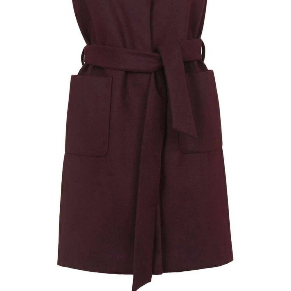 Topshop Burgundy Wool Sleeveless Jacket - Picture 2 of 7